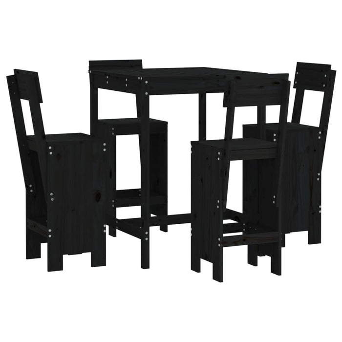 Set Bar da Giardino 5 pz Nero in Legno Massello di Pinocod mxl 107642