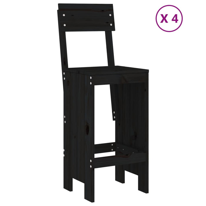 Set Bar da Giardino 5 pz Nero in Legno Massello di Pinocod mxl 107642