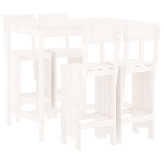 Set Bar da Giardino 5 pz Bianco in Legno Massello di Pino 3157806