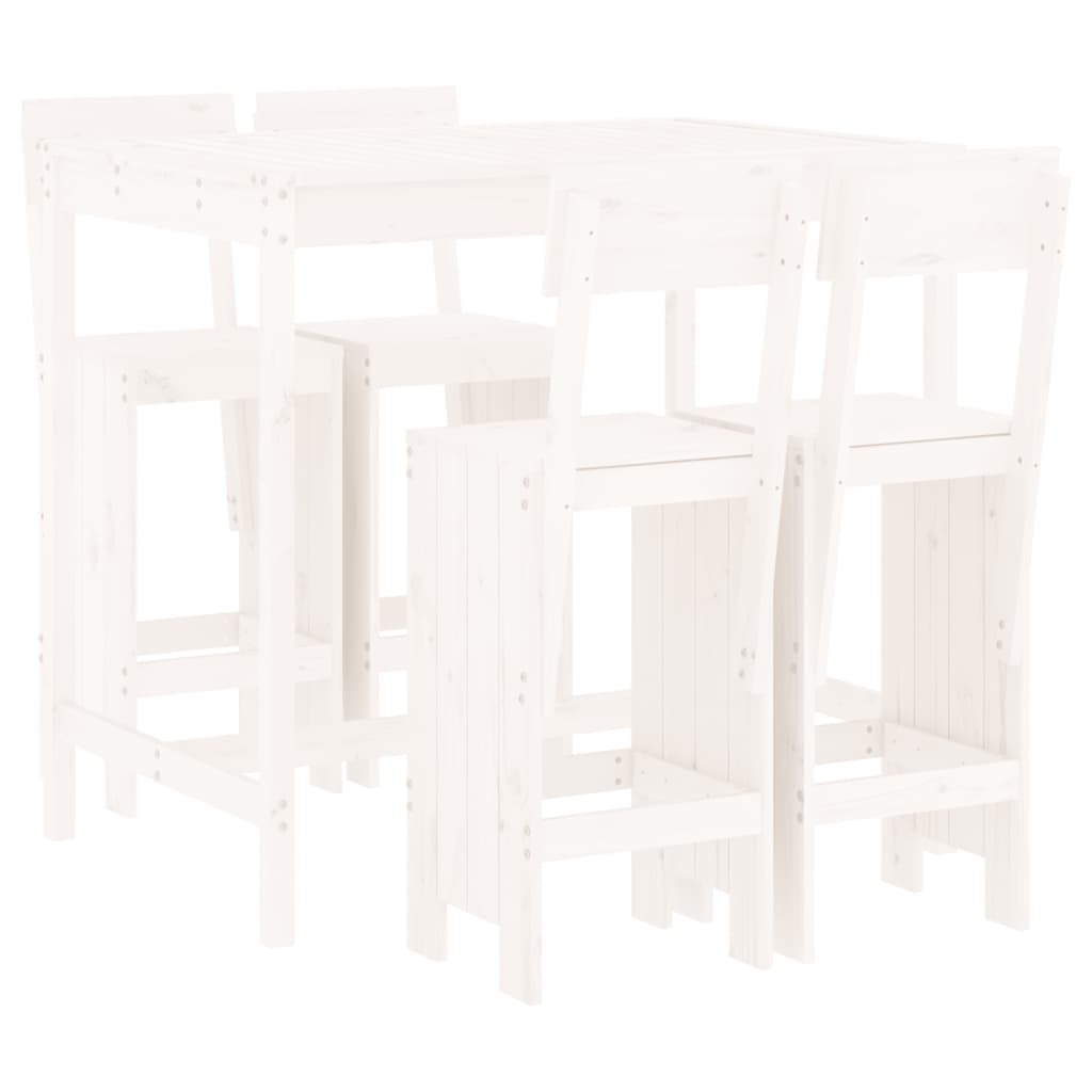 Set Bar da Giardino 5 pz Bianco in Legno Massello di Pinocod mxl 131620