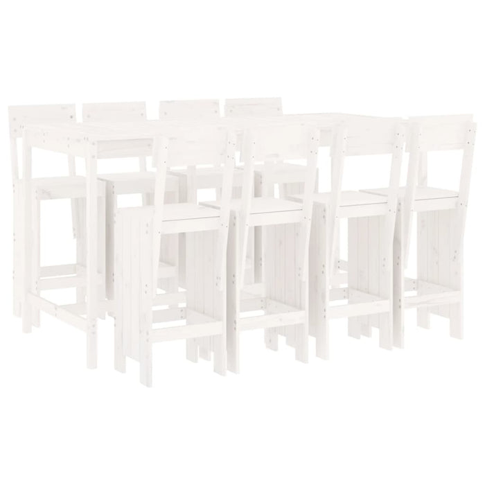 Set Bar da Giardino 9 pz Bianco in Legno Massello di Pino 3157818