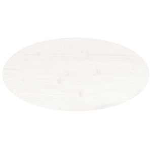 Piano Tavolo Bianco 70x35x2,5cm in Legno Massello di Pino Ovale 824316