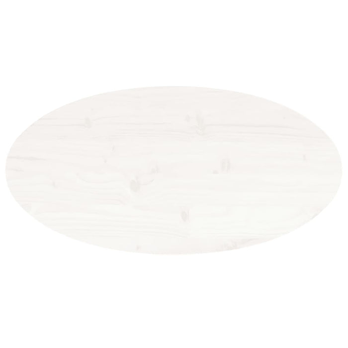 Piano Tavolo Bianco 80x40x2,5cm in Legno Massello di Pino Ovale 824321