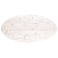 Piano Tavolo Bianco 100x50x2,5 cm Legno Massello di Pino Ovale 824331