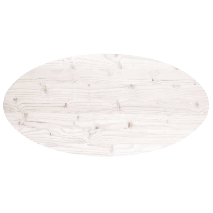 Piano Tavolo Bianco 100x50x2,5 cm Legno Massello di Pino Ovale 824331