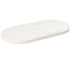 Piano Tavolo Bianco 60x30x2,5cm in Legno Massello di Pino Ovale