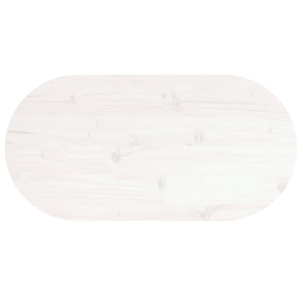 Piano Tavolo Bianco 60x30x2,5cm in Legno Massello di Pino Ovale