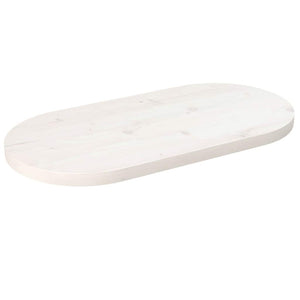 Piano Tavolo Bianco 80x40x2,5cm in Legno Massello di Pino Ovalecod mxl 96145
