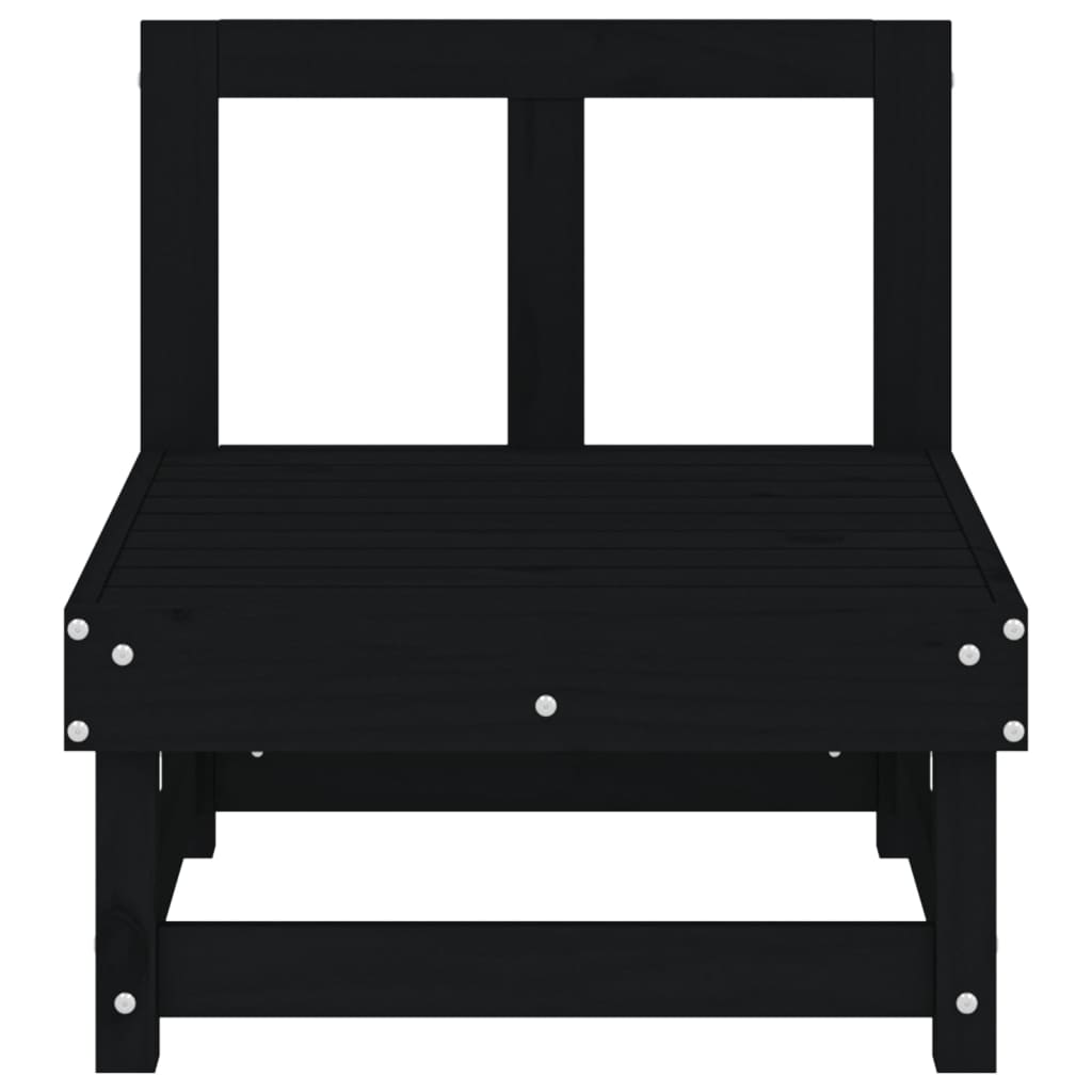 Divani Centrali da Giardino 2 pz Neri in Legno Massello di Pino 825405