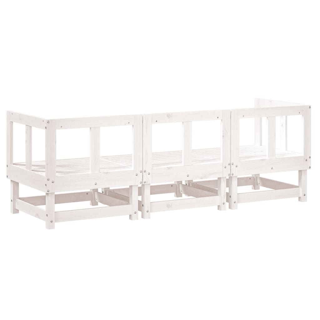 Set Salotto da Giardino 3 pz Bianco in Legno Massello di Pino 825416