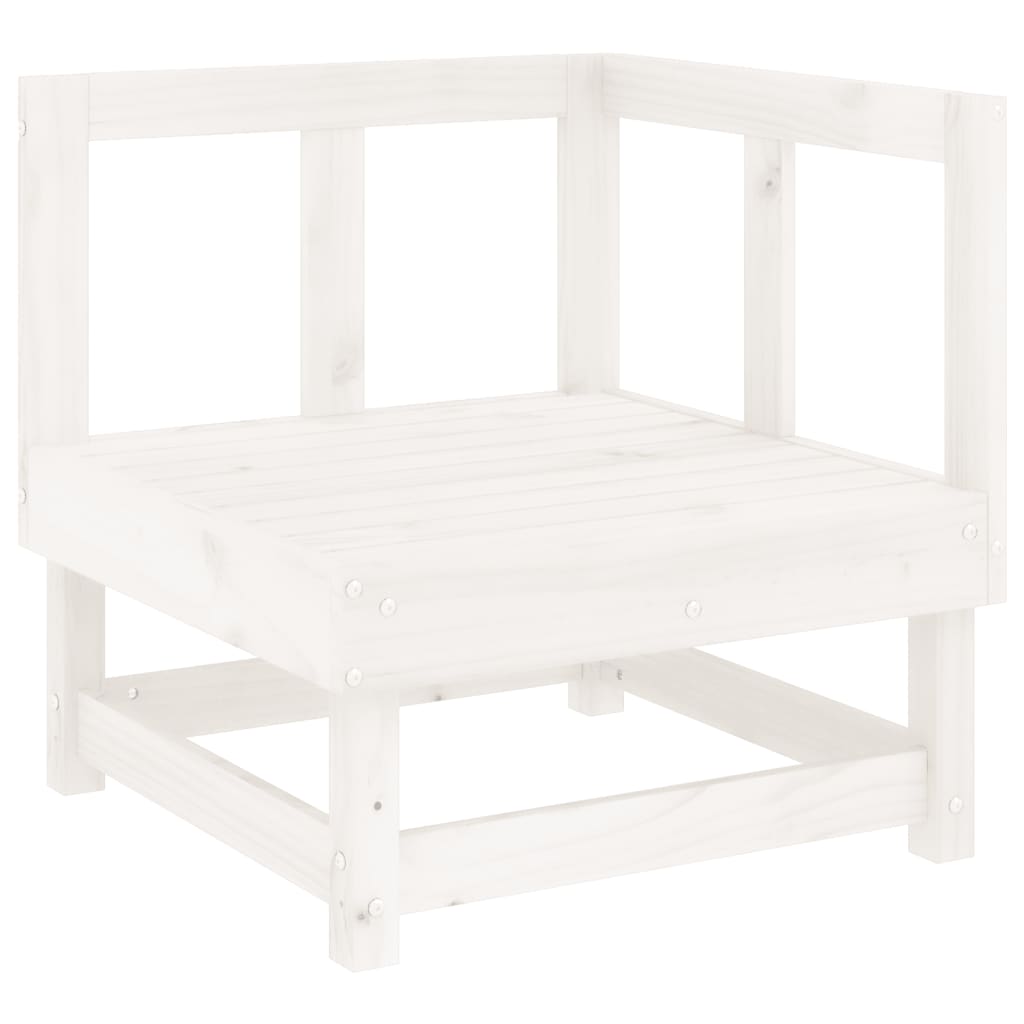Set Salotto da Giardino 3 pz Bianco in Legno Massello di Pino 825416
