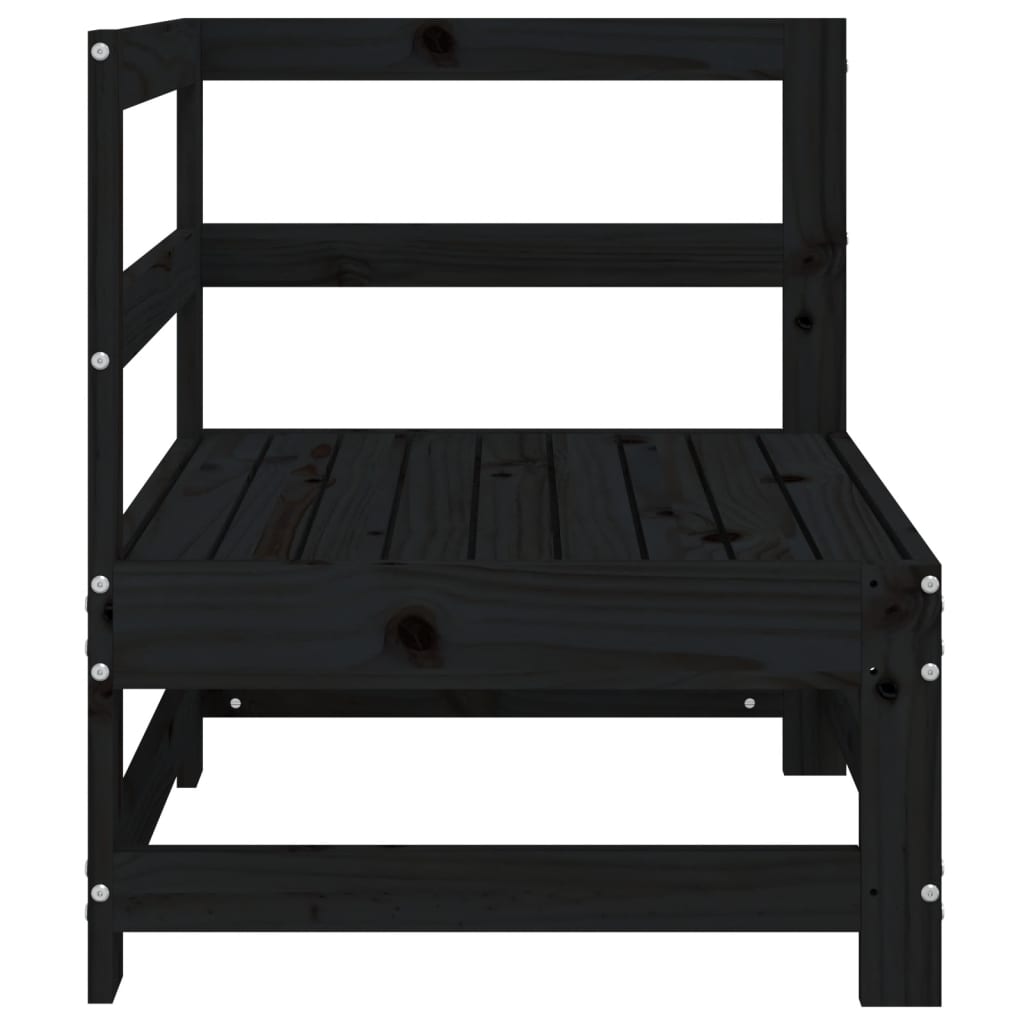 Divano Angolare da Giardino Nero in Legno Massello di Pino 825475