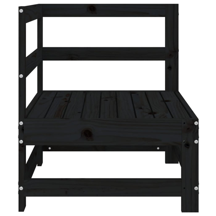 Divano Angolare da Giardino Nero in Legno Massello di Pino 825475