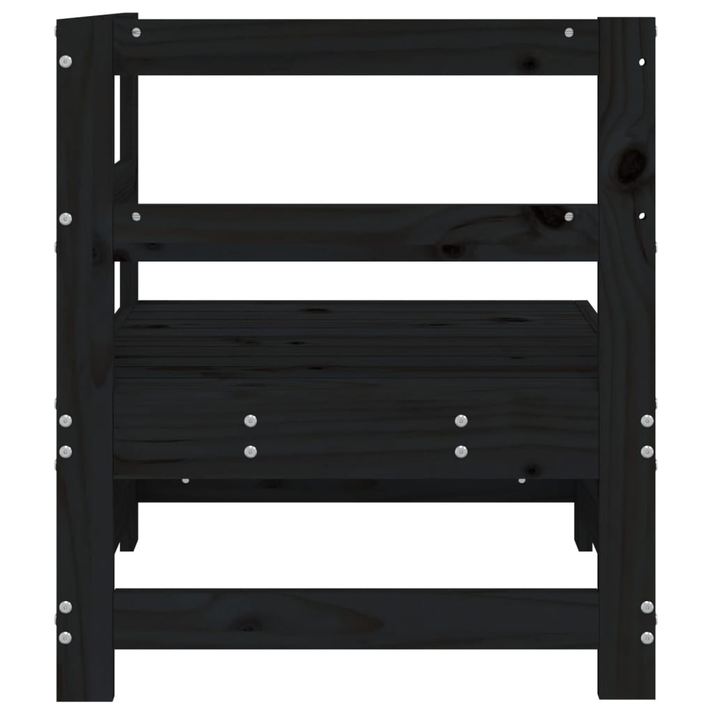 Divano Angolare da Giardino Nero in Legno Massello di Pino 825475