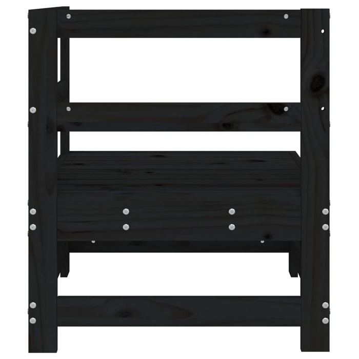 Divano Angolare da Giardino Nero in Legno Massello di Pino 825475