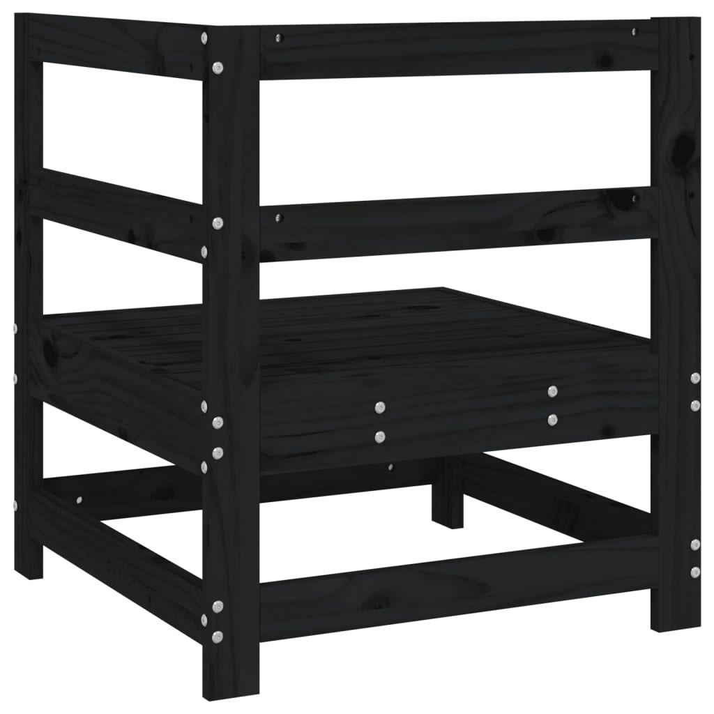 Divano Angolare da Giardino Nero in Legno Massello di Pino 825475