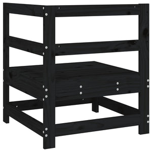 Divano Angolare da Giardino Nero in Legno Massello di Pino 825475