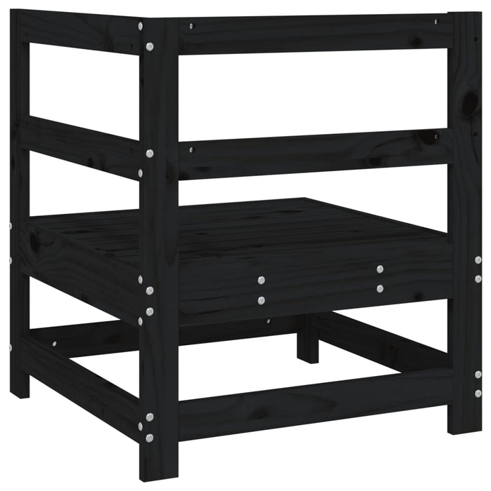 Divano Angolare da Giardino Nero in Legno Massello di Pino 825475