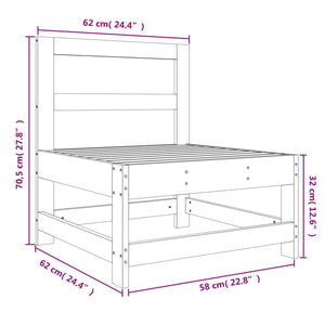 Divano Centrale da Giardino Marrone Ambra Legno Massello Pino