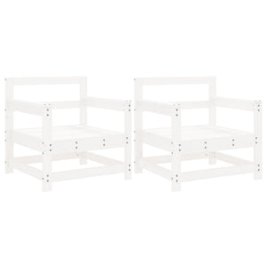 Sedie da Giardino 2 pz Bianche in Legno Massello di Pinocod mxl 108581