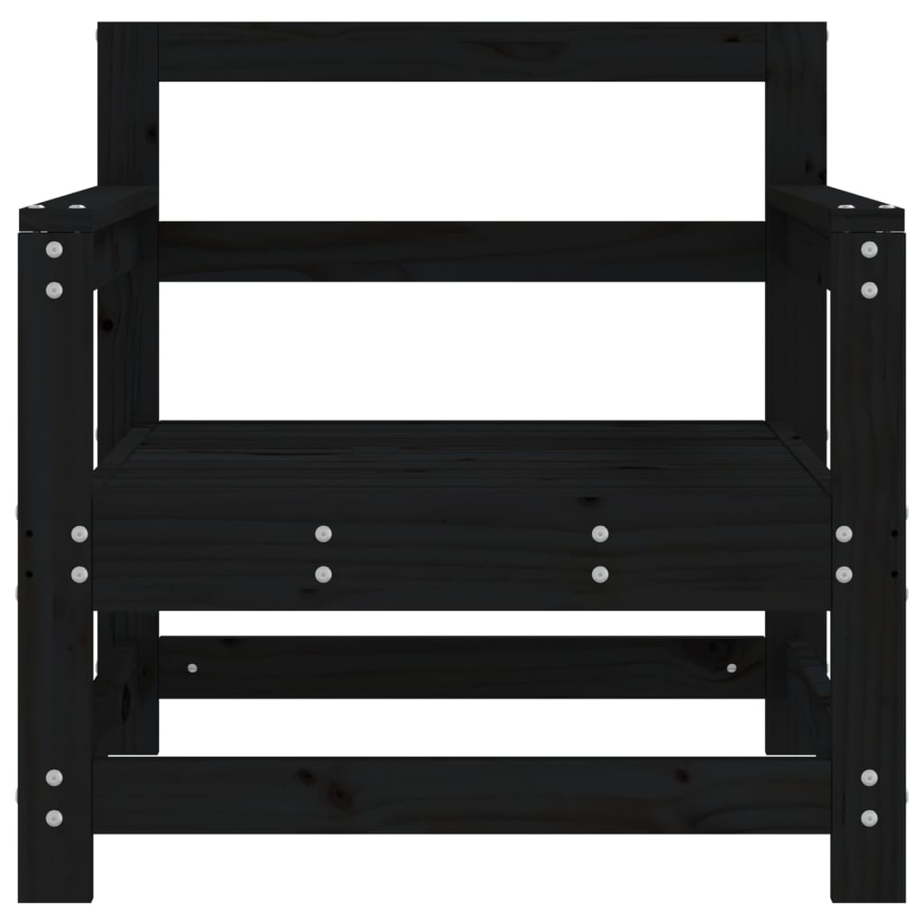 Sedie da Giardino 2 pz Nere in Legno Massello di Pino 825496