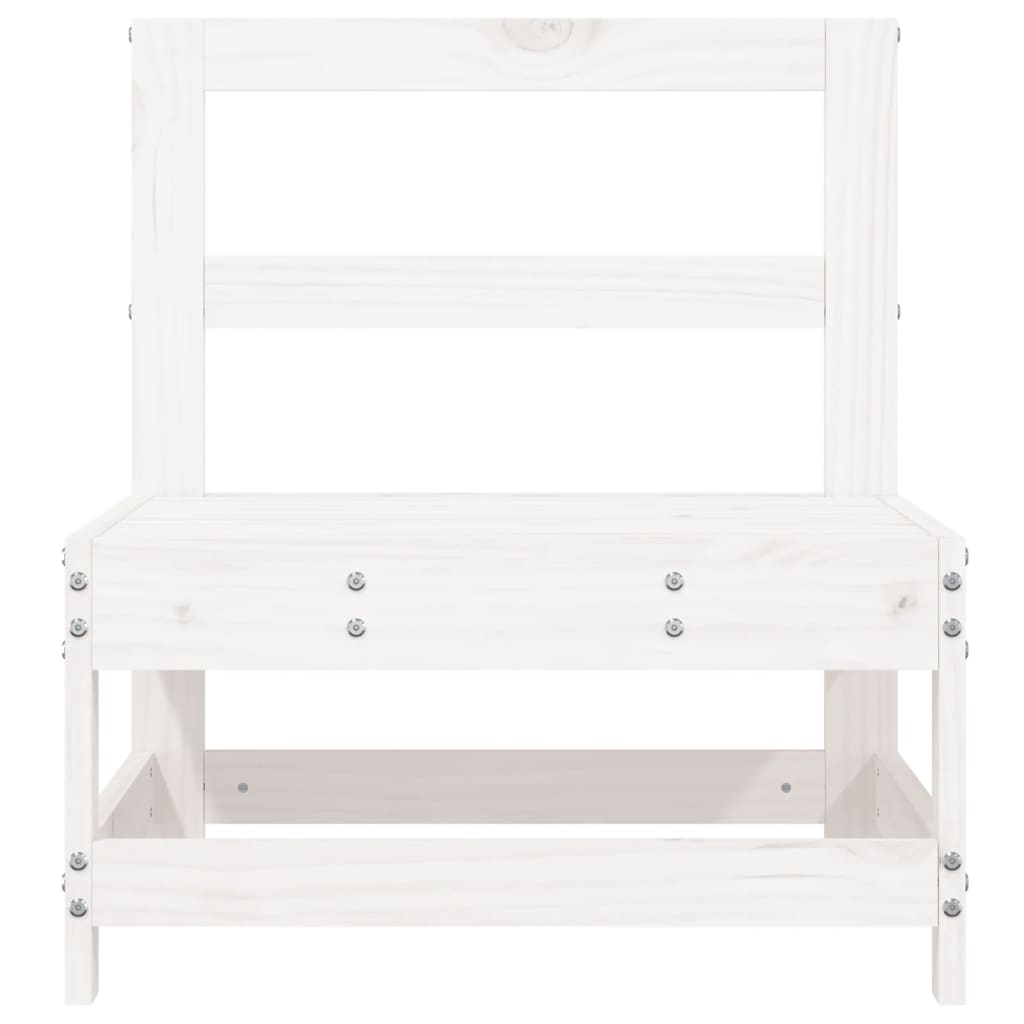 Divani Centrali da Giardino 2 pz Bianchi Legno Massello di Pino 825514