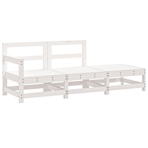 Set Salotto da Giardino 3 pz Bianco in Legno Massello di Pino 825521