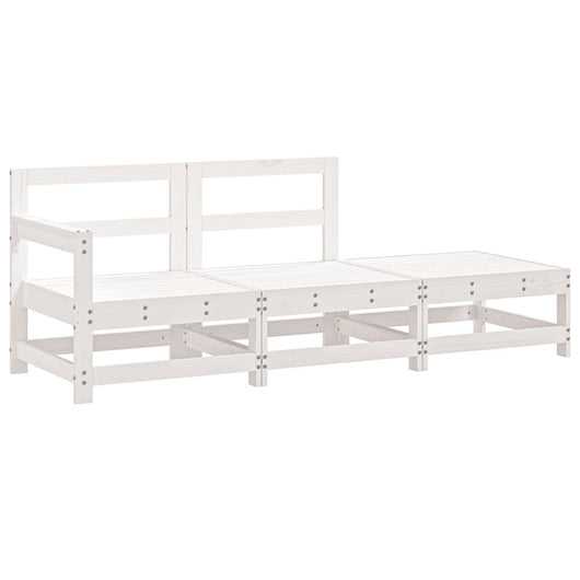 Set Salotto da Giardino 3 pz Bianco in Legno Massello di Pino 825521