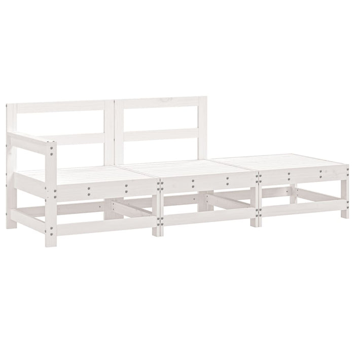 Set Salotto da Giardino 3 pz Bianco in Legno Massello di Pino 825521