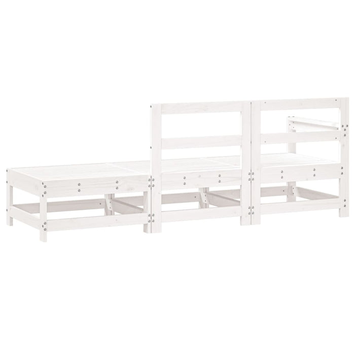Set Salotto da Giardino 3 pz Bianco in Legno Massello di Pino 825521