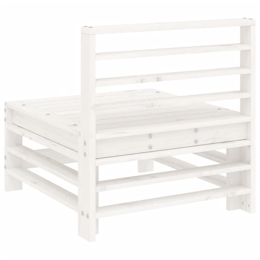 Divano Centrale da Giardino Bianco in Legno Massello di Pino 825612