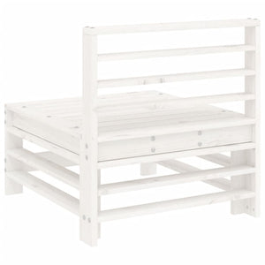 Divano Centrale da Giardino Bianco in Legno Massello di Pino 825612