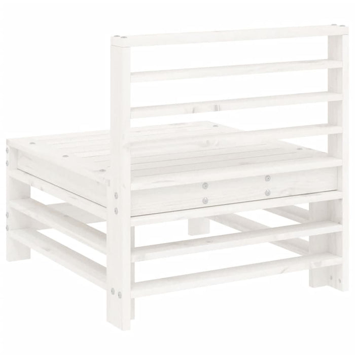 Divano Centrale da Giardino Bianco in Legno Massello di Pino 825612