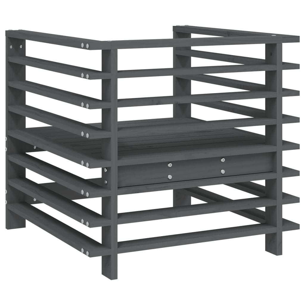 Sedie da Giardino 2pz Grigie in Legno Massello Pino 825627