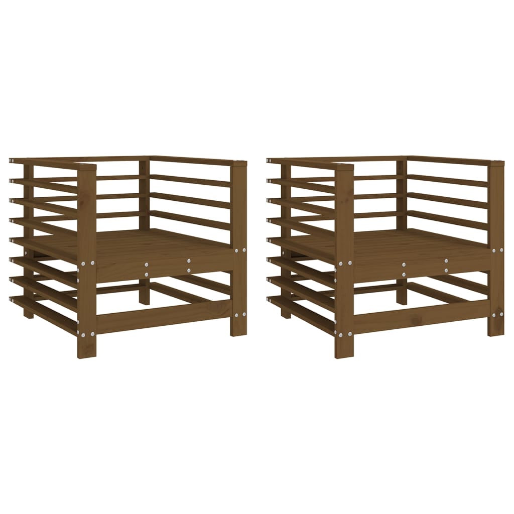 Sedie da Giardino 2 pz Marrone Ambra in Legno Massello di Pino 825628