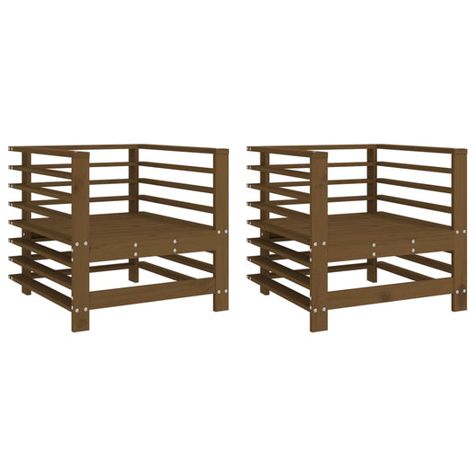 Sedie da Giardino 2 pz Marrone Ambra in Legno Massello di Pino 825628