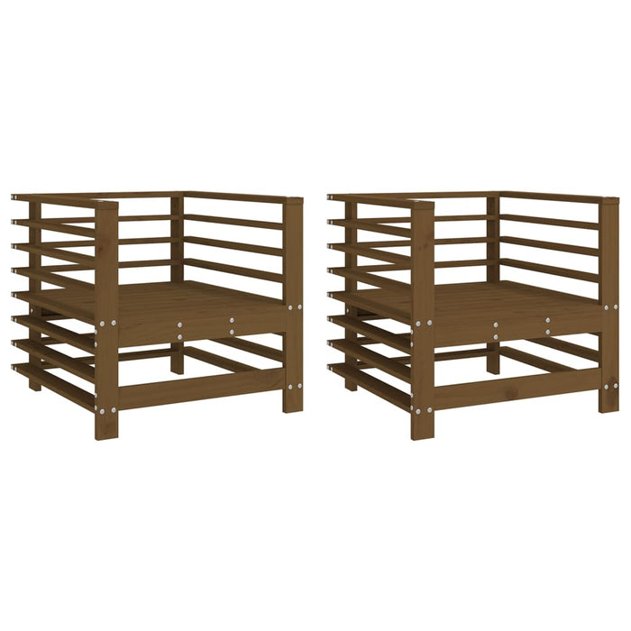 Sedie da Giardino 2 pz Marrone Ambra in Legno Massello di Pino 825628