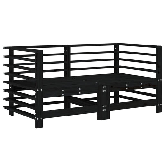Divani Angolari da Giardino 2 pz Neri in Legno Massello di Pino 825636