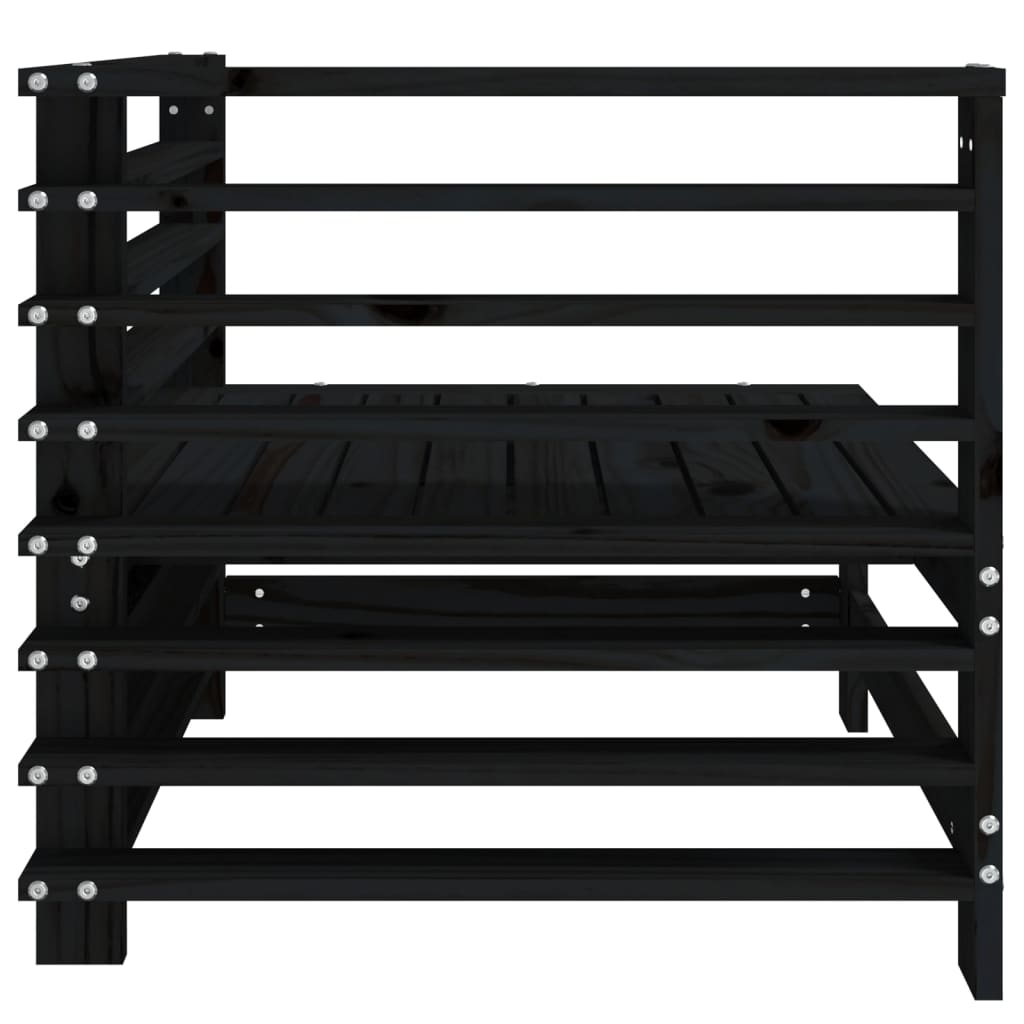 Divani Angolari da Giardino 2 pz Neri in Legno Massello di Pino 825636