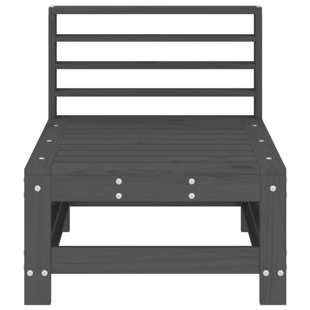 Divani Centrali da Giardino 2 pz Grigi Legno Massello di Pino 825641