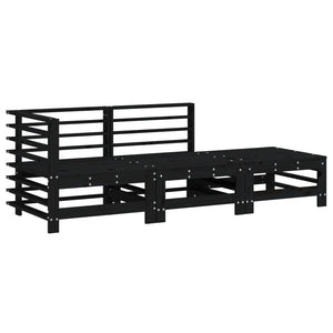 Set Salotto da Giardino 3 pz Nero in Legno Massello di Pinocod mxl 108810