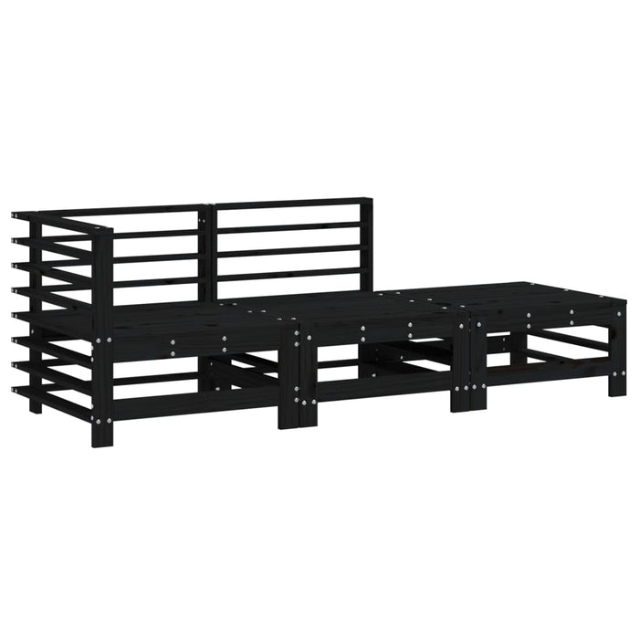 Set Salotto da Giardino 3 pz Nero in Legno Massello di Pinocod mxl 108810
