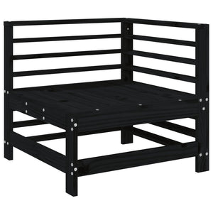 Set Salotto da Giardino 3 pz Nero in Legno Massello di Pino 825650