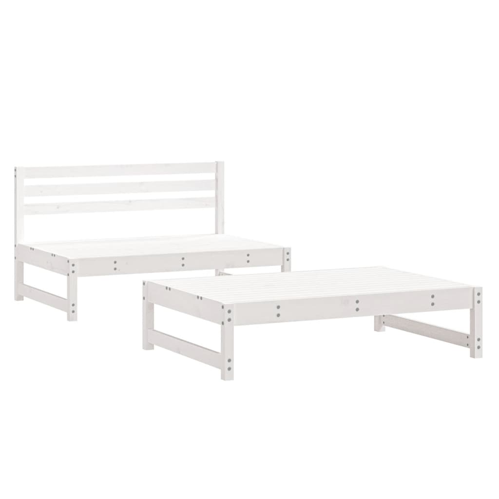 Set Salotto da Giardino 2 pz Bianco in Legno Massello di Pino 825724