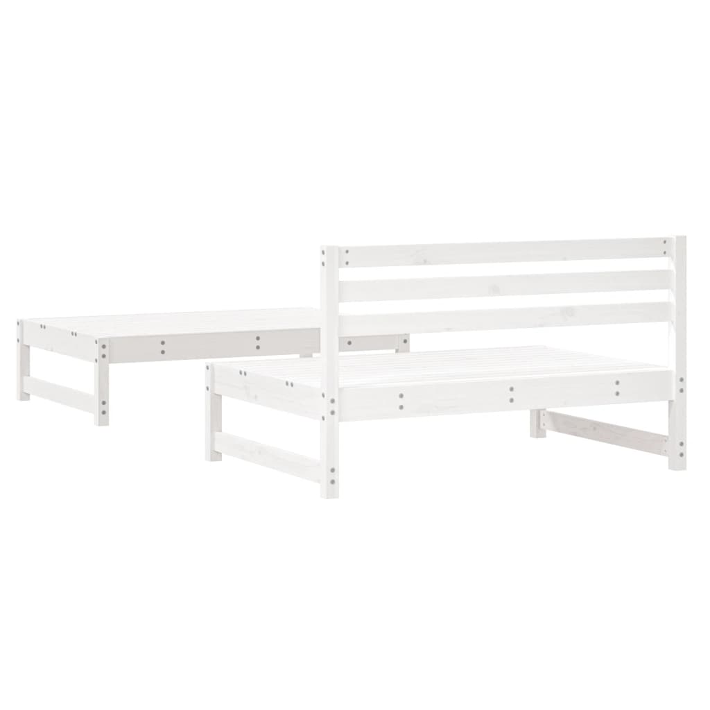 Set Salotto da Giardino 2 pz Bianco in Legno Massello di Pino 825724