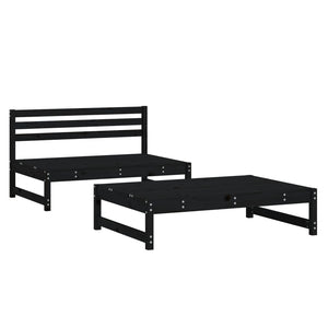 Set Salotto da Giardino 2 pz Nero in Legno Massello di Pinocod mxl 132779
