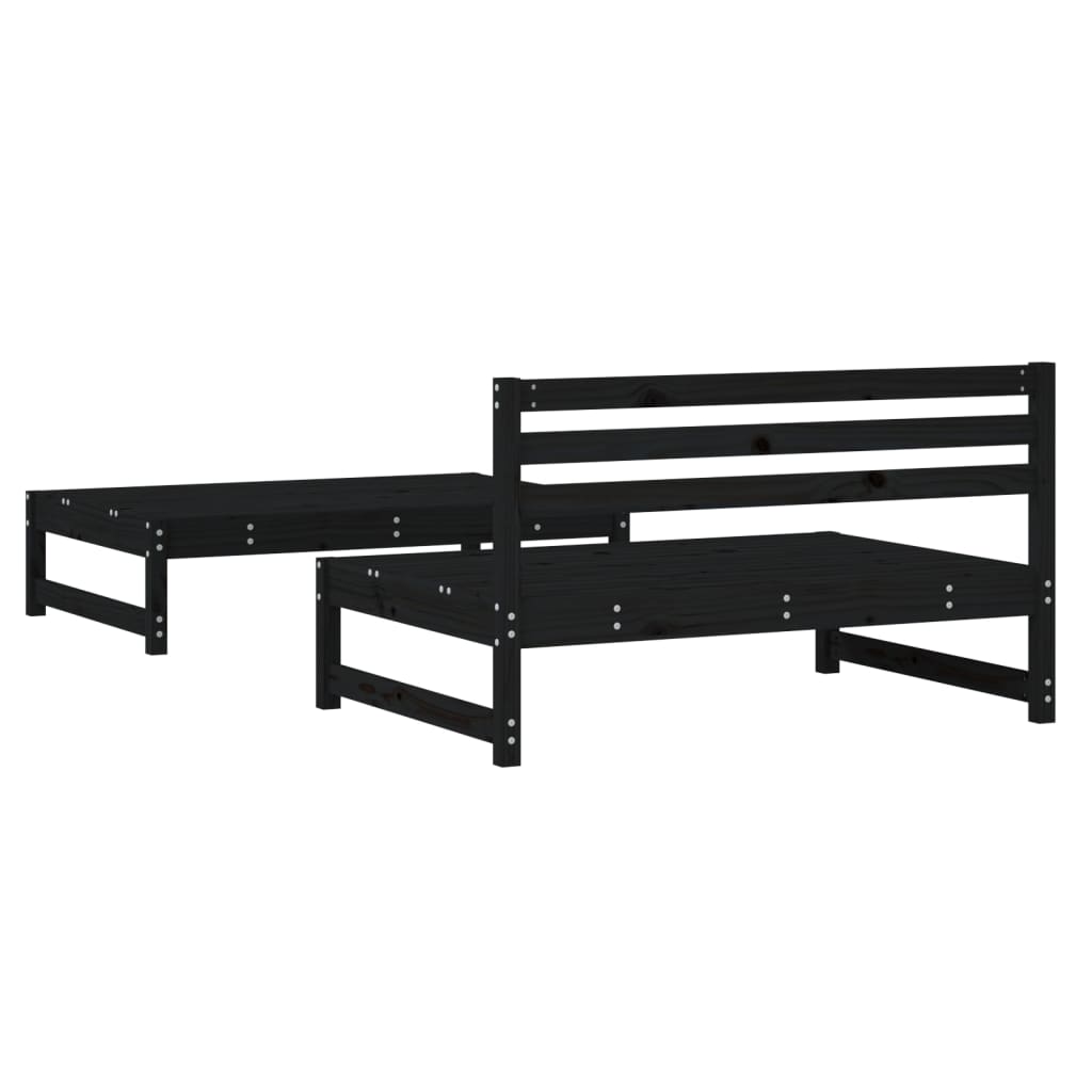 Set Salotto da Giardino 2 pz Nero in Legno Massello di Pinocod mxl 132779