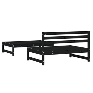 Set Salotto da Giardino 2 pz Nero in Legno Massello di Pinocod mxl 132779