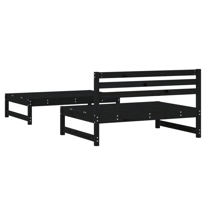 Set Salotto da Giardino 2 pz Nero in Legno Massello di Pinocod mxl 132779