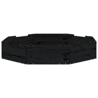 Sabbiera con Sedute Nera Ottagonale in Legno Massello di Pino 825013